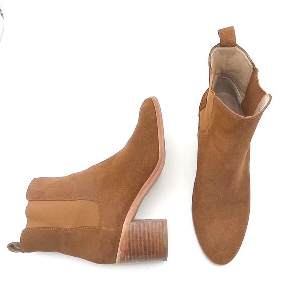 Banana Republic Suede Block Heel Chelsea Boot Whiskey Brown Suede Women’s Size 7 - Picture 10 of 16